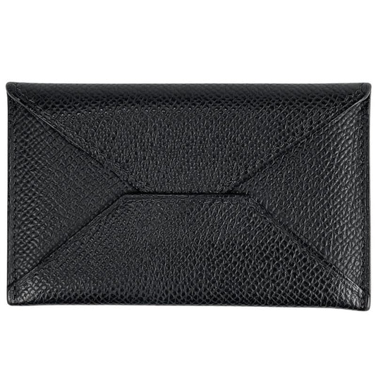 Hermes Envelope Card Holder Pass Case Card Case Leather Black Women