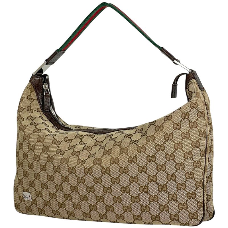 Gucci GG Pattern Shoulder Bag Sherry Line Web One Shoulder Bag GG Canvas Brown