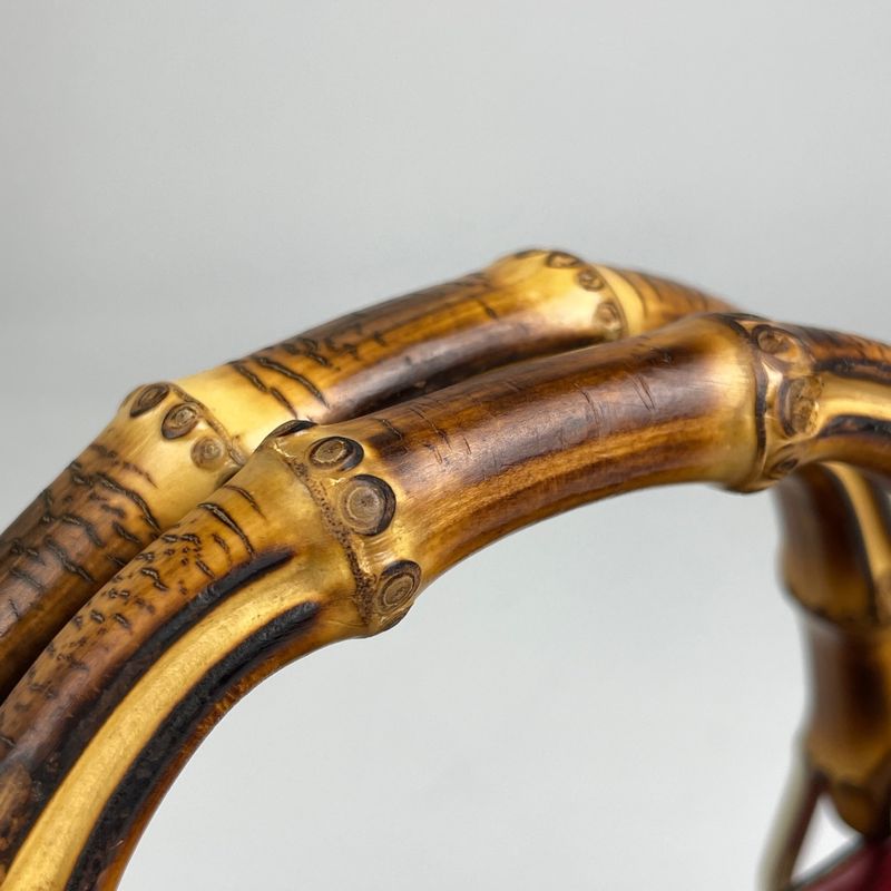 Gucci Bamboo Shopper Medium Handbag 2WAY Shoulder Bag Handbag Leather Red