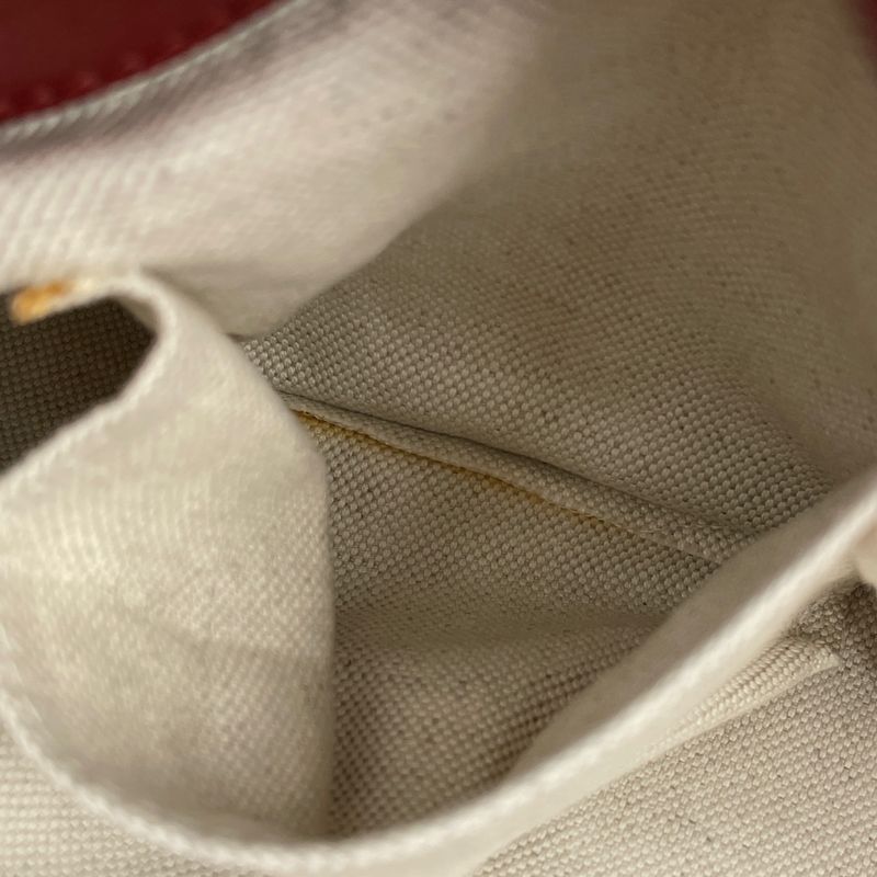 Gucci Bamboo Shopper Medium Handbag 2WAY Shoulder Bag Handbag Leather Red