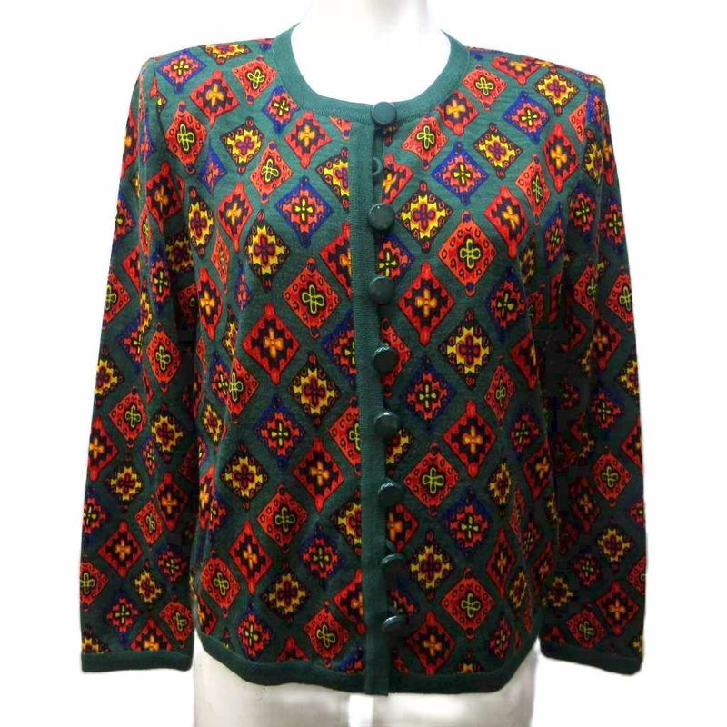 Yves Saint Laurent YVES Saint Laurent Vintage Knit Cardigan All-over Print Wool