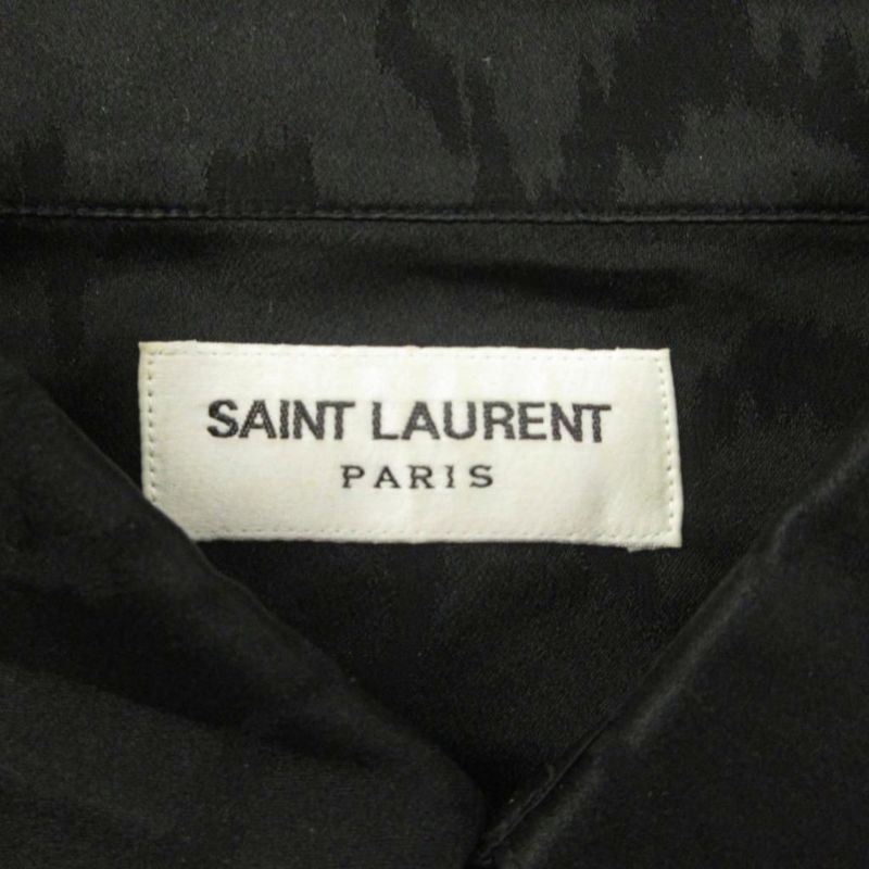 Saint Laurent Paris Archive 22SS Abstract Print Satin Shirt Blouse Long Sleeves