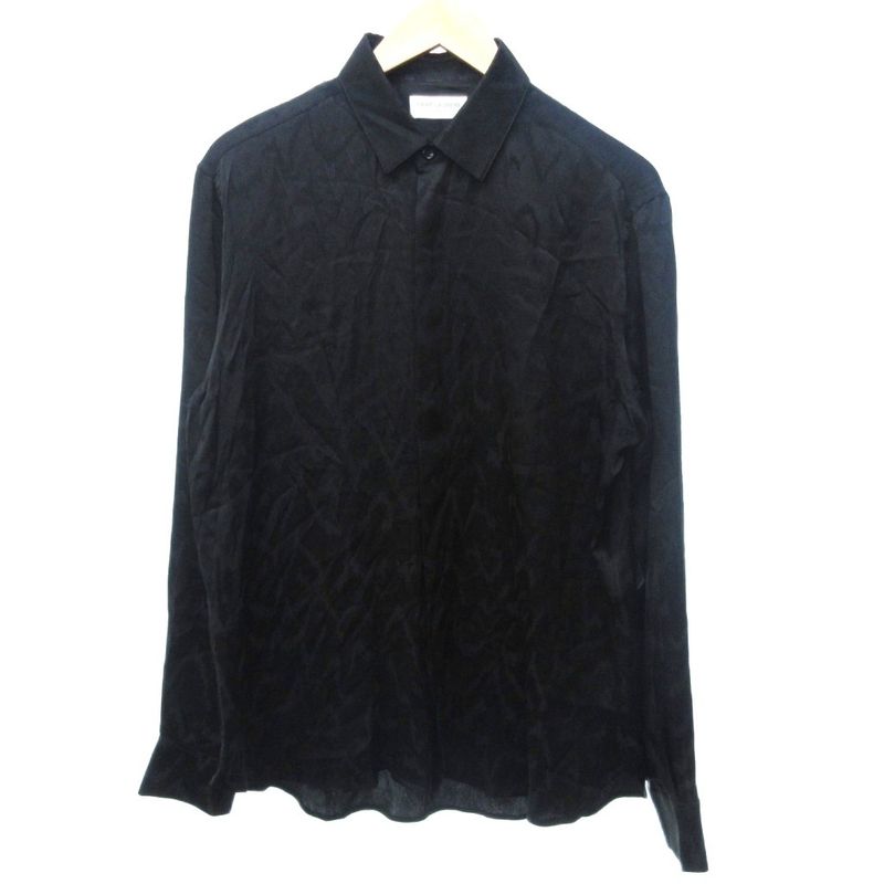 Saint Laurent Paris Archive 22SS Abstract Print Satin Shirt Blouse Long Sleeves