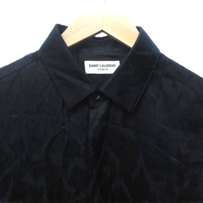 Saint Laurent Paris Archive 22SS Abstract Print Satin Shirt Blouse Long Sleeves