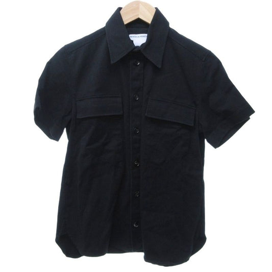 Bottega Veneta Cotton Work Shirt Short Sleeves Black 36 Approx S - GY14