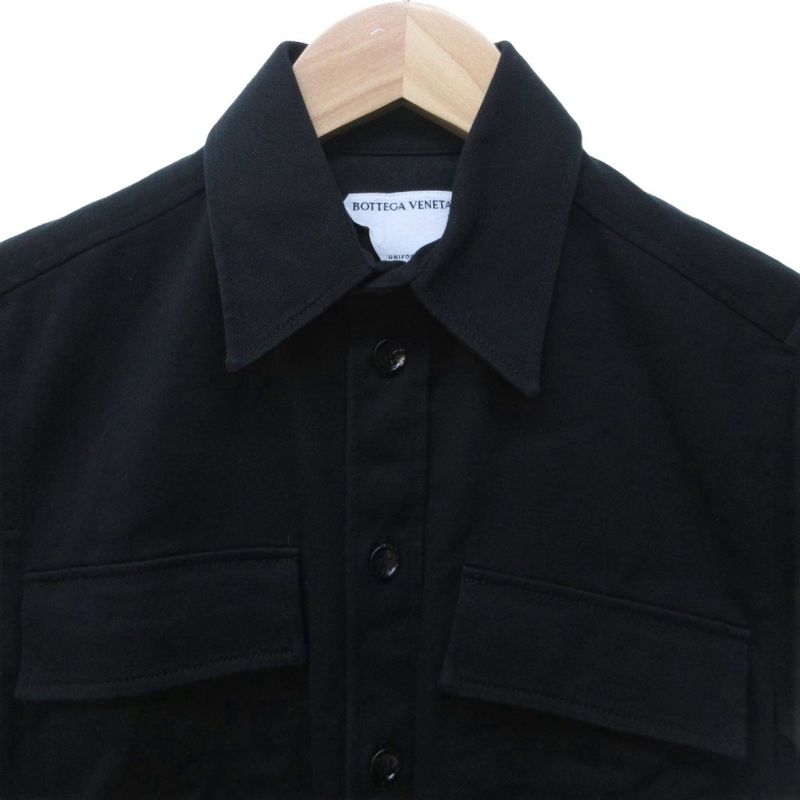 Bottega Veneta Cotton Work Shirt Short Sleeves Black 36 Approx S - GY14