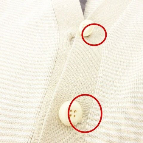 Prada Striped Short Sleeve Cardigan Knit 40 Approx Size M Beige Ibo58