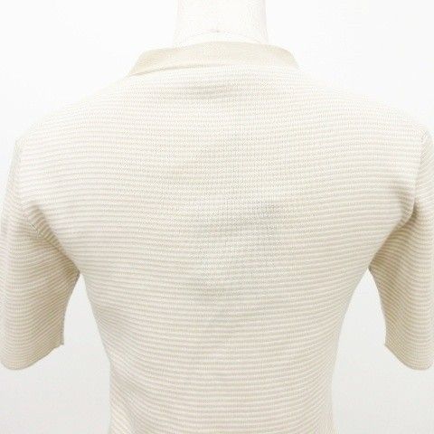 Prada Striped Short Sleeve Cardigan Knit 40 Approx Size M Beige Ibo58