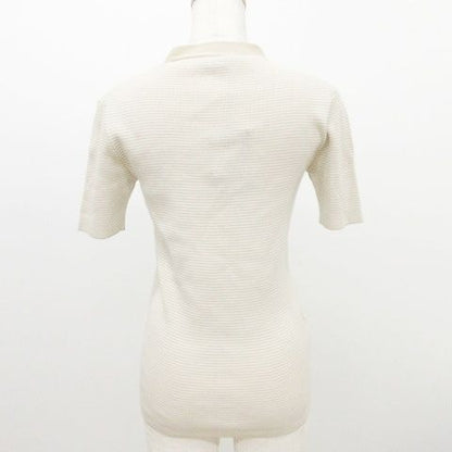 Prada Striped Short Sleeve Cardigan Knit 40 Approx Size M Beige Ibo58