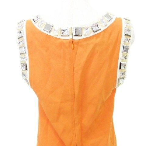 Prada Glass Bijoux Sleeveless Dress 40 S-M Size Orange Ibo58