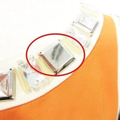 Prada Glass Bijoux Sleeveless Dress 40 S-M Size Orange Ibo58