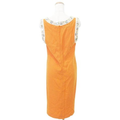 Prada Glass Bijoux Sleeveless Dress 40 S-M Size Orange Ibo58