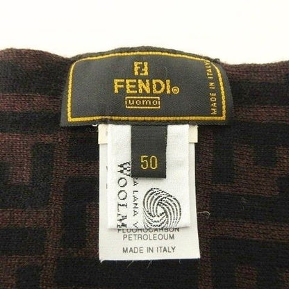Fendi UOMO Zucca Pattern Scarf Wool Shawl Collar Wrap Made In Italy Black Brown