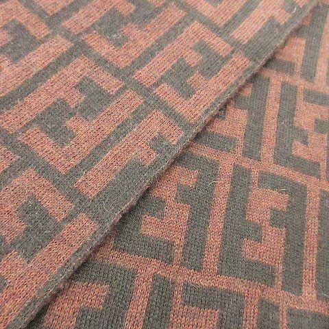 Fendi UOMO Zucca Pattern Scarf Wool Shawl Collar Wrap Made In Italy Black Brown