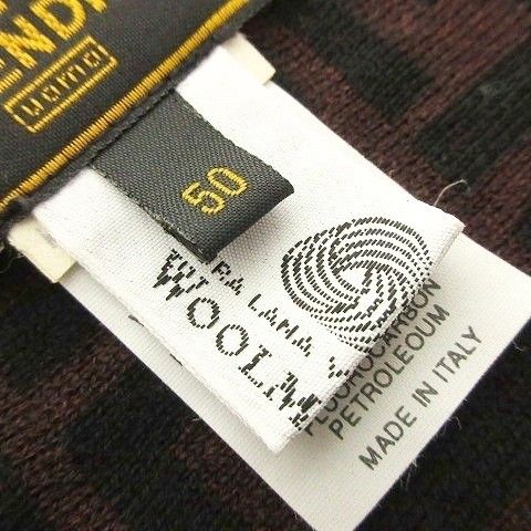 Fendi UOMO Zucca Pattern Scarf Wool Shawl Collar Wrap Made In Italy Black Brown