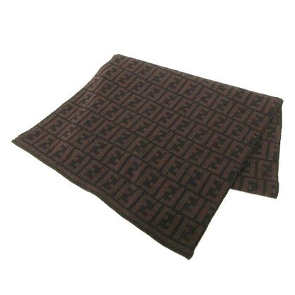 Fendi UOMO Zucca Pattern Scarf Wool Shawl Collar Wrap Made In Italy Black Brown