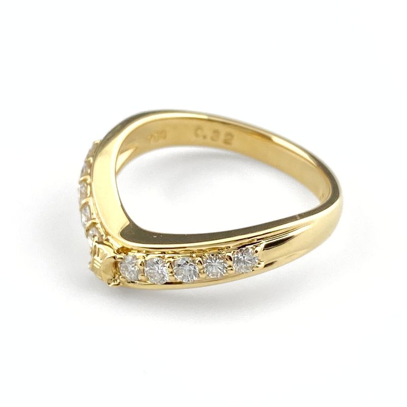 Celine Melee Diamond Design Ring YG Yellow Gold Ring #115 750 Diamond Ladies