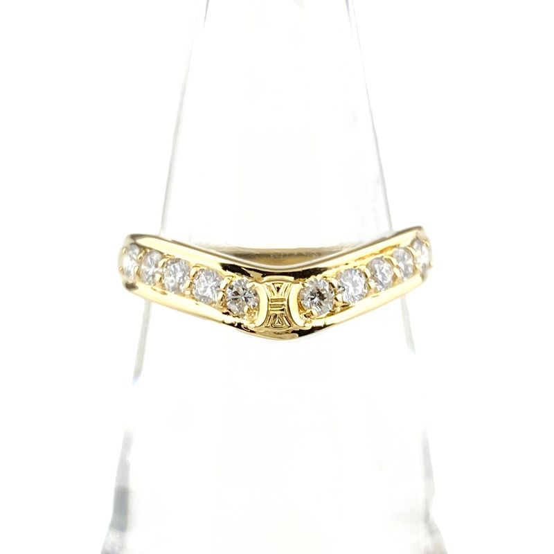 Celine Melee Diamond Design Ring YG Yellow Gold Ring #115 750 Diamond Ladies