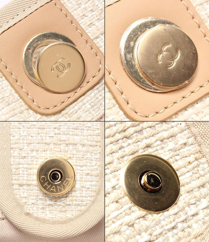 Chanel Tote Shoulder Bag Shoulder Bag Tweed Gold Hardware Deauville MM Women