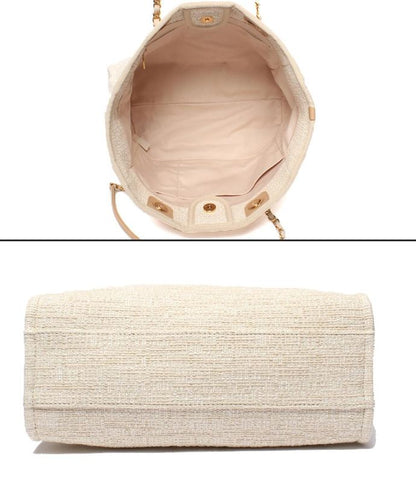 Chanel Tote Shoulder Bag Shoulder Bag Tweed Gold Hardware Deauville MM Women