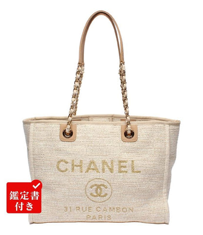 Chanel Tote Shoulder Bag Shoulder Bag Tweed Gold Hardware Deauville MM Women