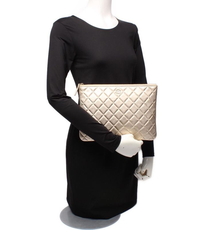 Chanel Clutch Bag Matelasse Lambskin Gold Hardware Women Chanel