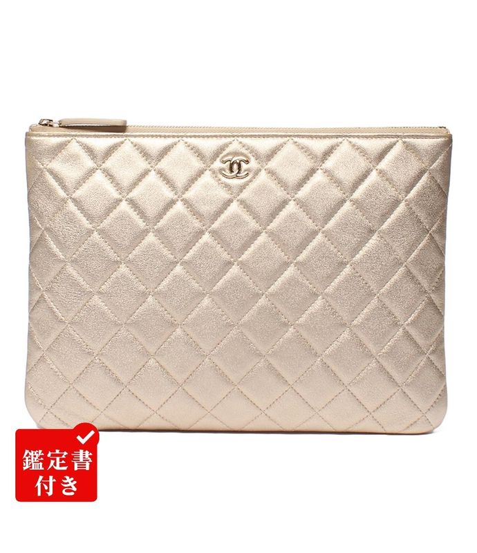 Chanel Clutch Bag Matelasse Lambskin Gold Hardware Women Chanel
