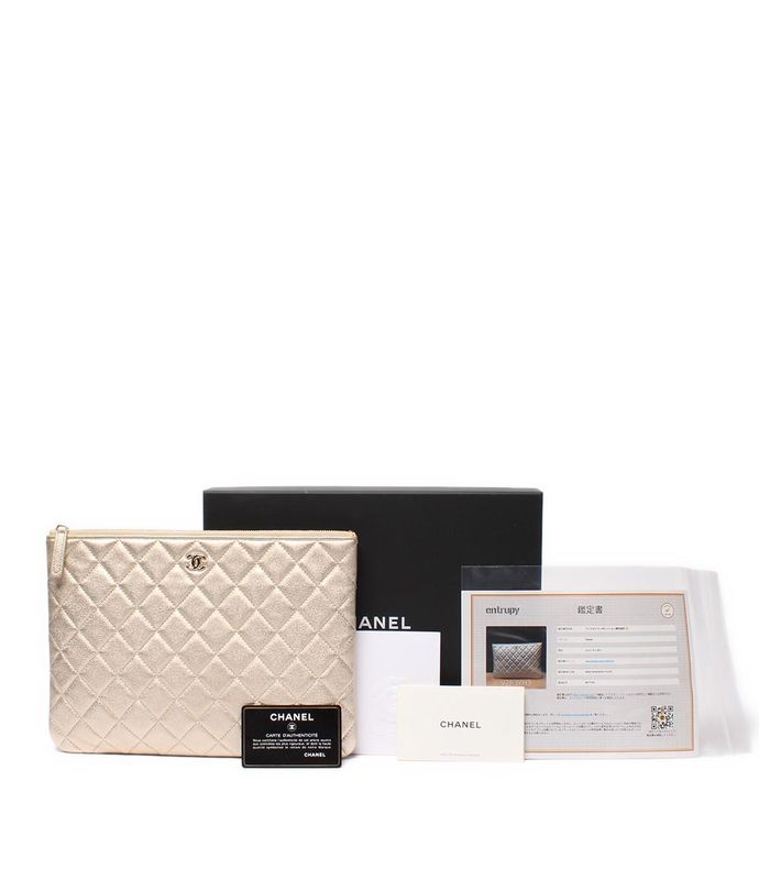 Chanel Clutch Bag Matelasse Lambskin Gold Hardware Women Chanel