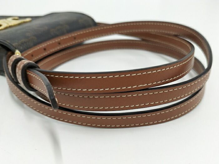 Celine Triomphe Vertical Mobile Pouch PVC Black Brown 10j092dqb