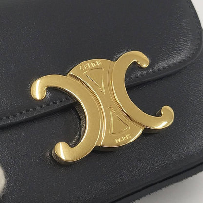 Celine Miniclaude Shoulder Bag Triomphe Leather Black 10i513