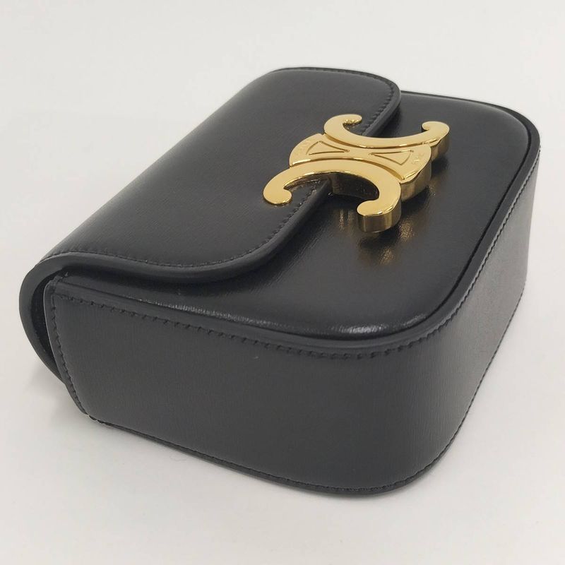 Celine Miniclaude Shoulder Bag Triomphe Leather Black 10i513