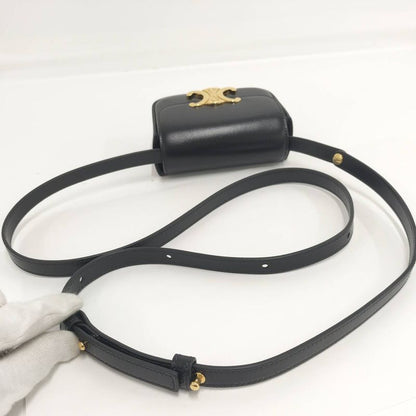 Celine Miniclaude Shoulder Bag Triomphe Leather Black 10i513