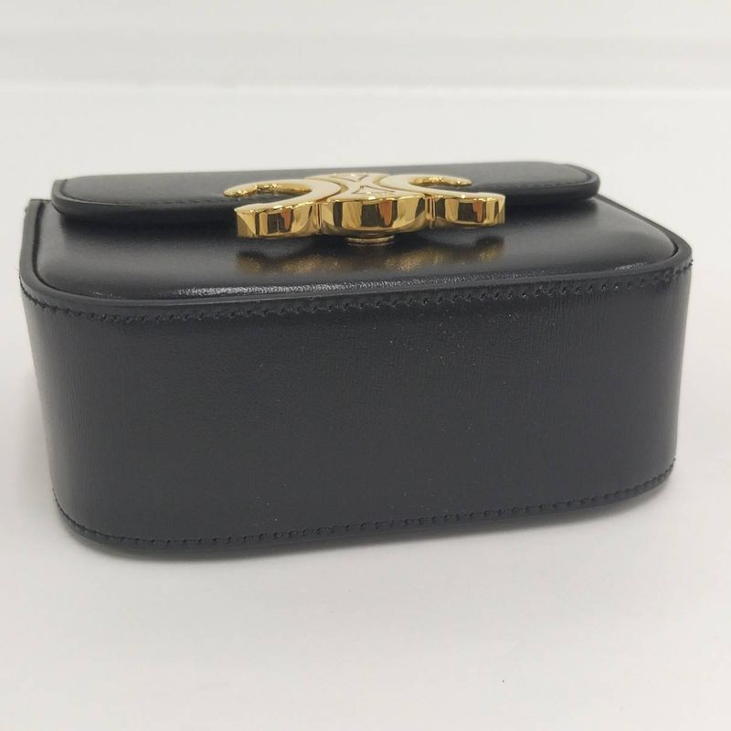 Celine Miniclaude Shoulder Bag Triomphe Leather Black 10i513