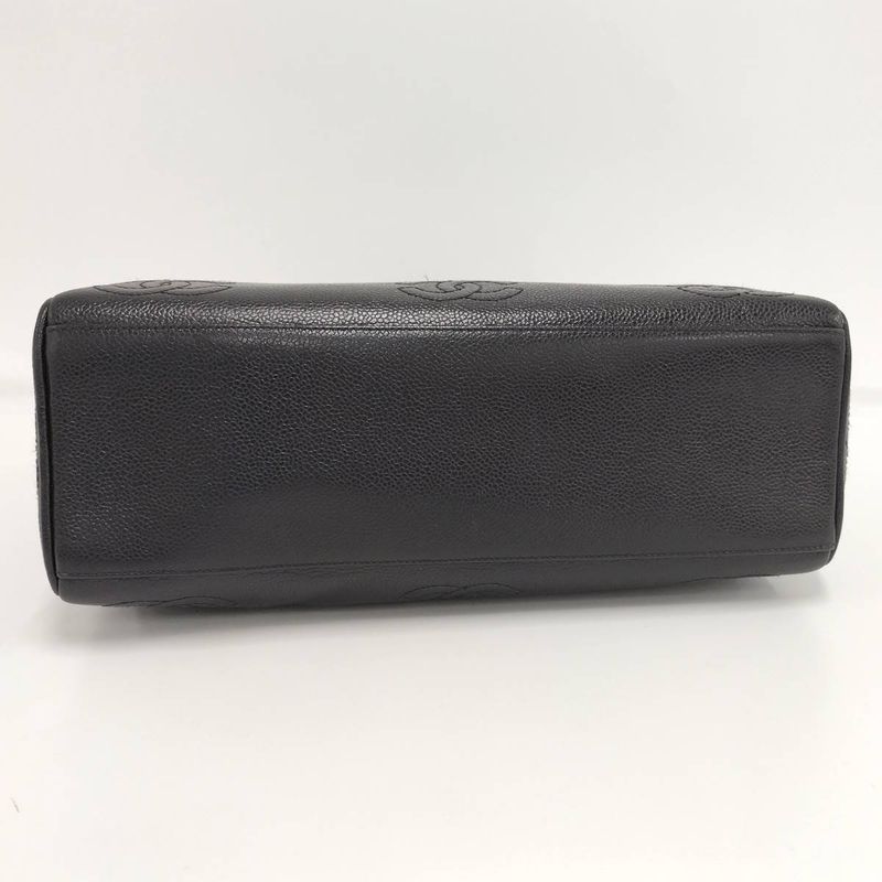 Chanel Chain Shoulder Bag Triple Coco Caviar Skin Leather Black