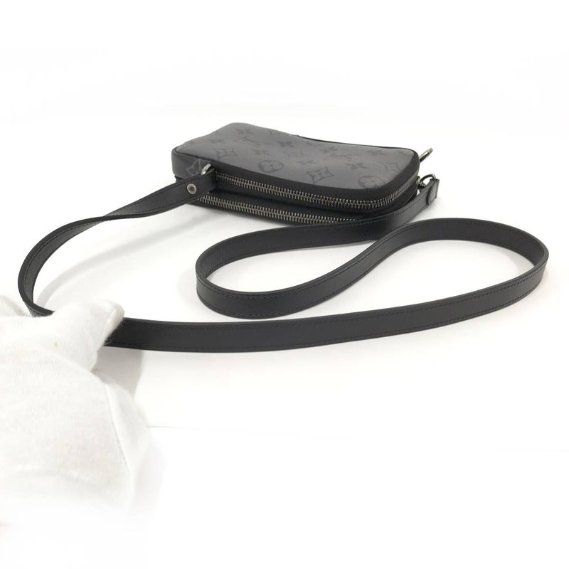 Louis Vuitton Double Phone Pouch Shoulder Bag Monogram Eclipse M81321