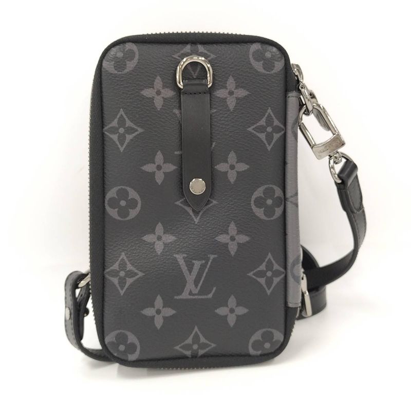 Louis Vuitton Double Phone Pouch Shoulder Bag Monogram Eclipse M81321