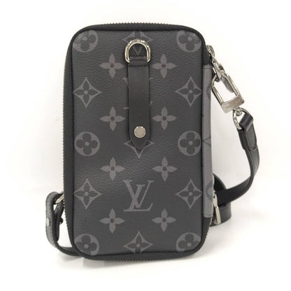 Louis Vuitton Double Phone Pouch Shoulder Bag Monogram Eclipse M81321