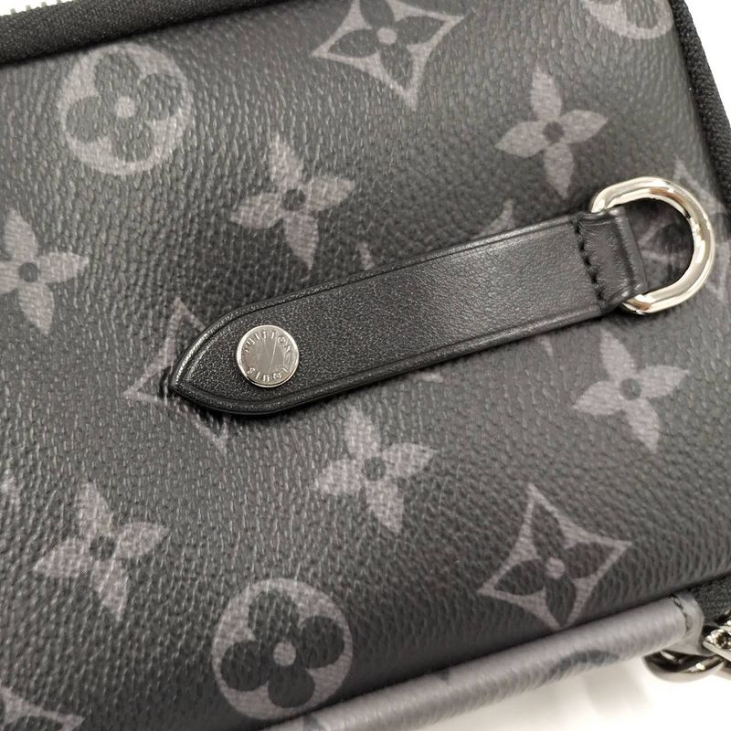 Louis Vuitton Double Phone Pouch Shoulder Bag Monogram Eclipse M81321