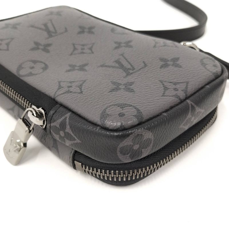 Louis Vuitton Double Phone Pouch Shoulder Bag Monogram Eclipse M81321