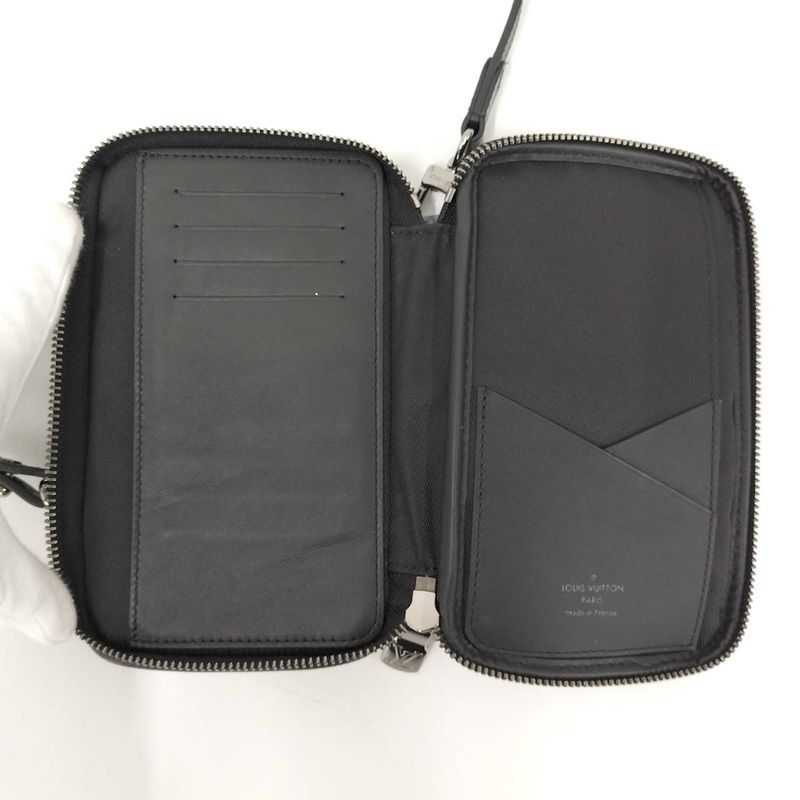 Louis Vuitton Double Phone Pouch Shoulder Bag Monogram Eclipse M81321