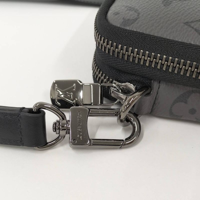 Louis Vuitton Double Phone Pouch Shoulder Bag Monogram Eclipse M81321