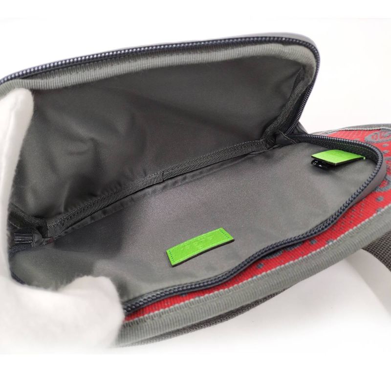 Gucci Belt Bag Body Bag GG Nylon Gray Red 752102