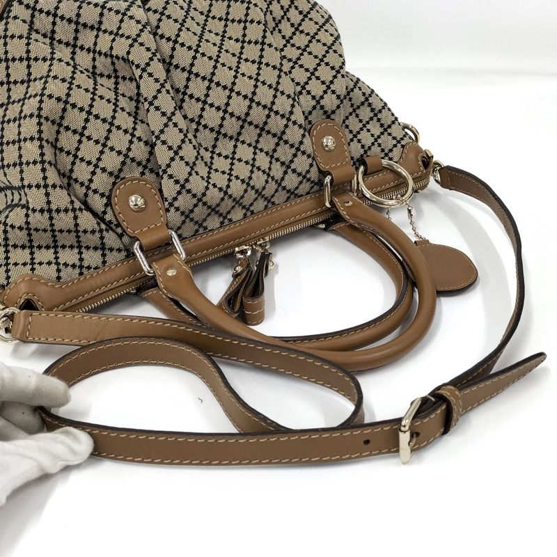 Gucci Sookie 2WAY Handbag Diamante Canvas Leather Brown 247902