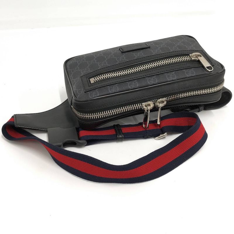 Gucci Belt Bag Waist Bag GG Supreme PVC Leather Black 474293