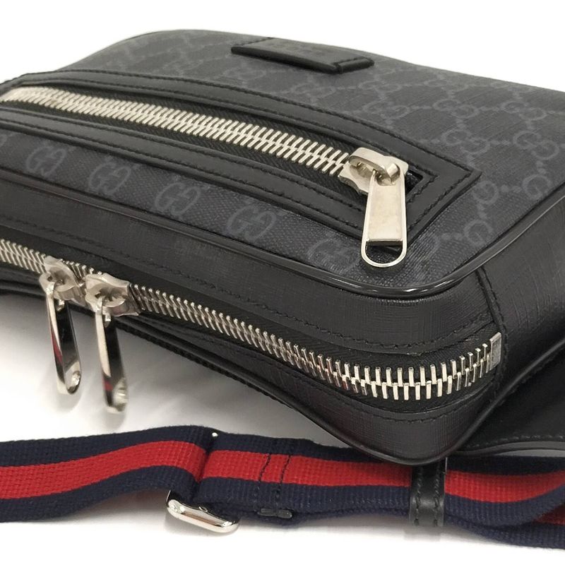 Gucci Belt Bag Waist Bag GG Supreme PVC Leather Black 474293