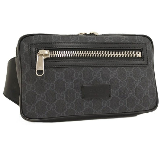 Gucci Belt Bag Waist Bag GG Supreme PVC Leather Black 474293