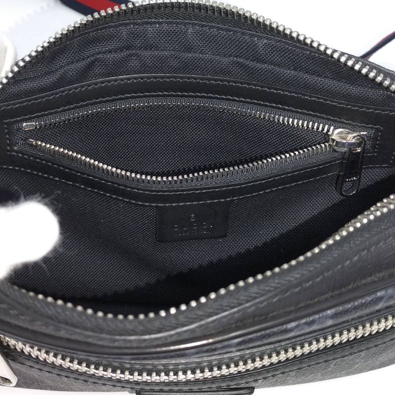 Gucci Belt Bag Waist Bag GG Supreme PVC Leather Black 474293
