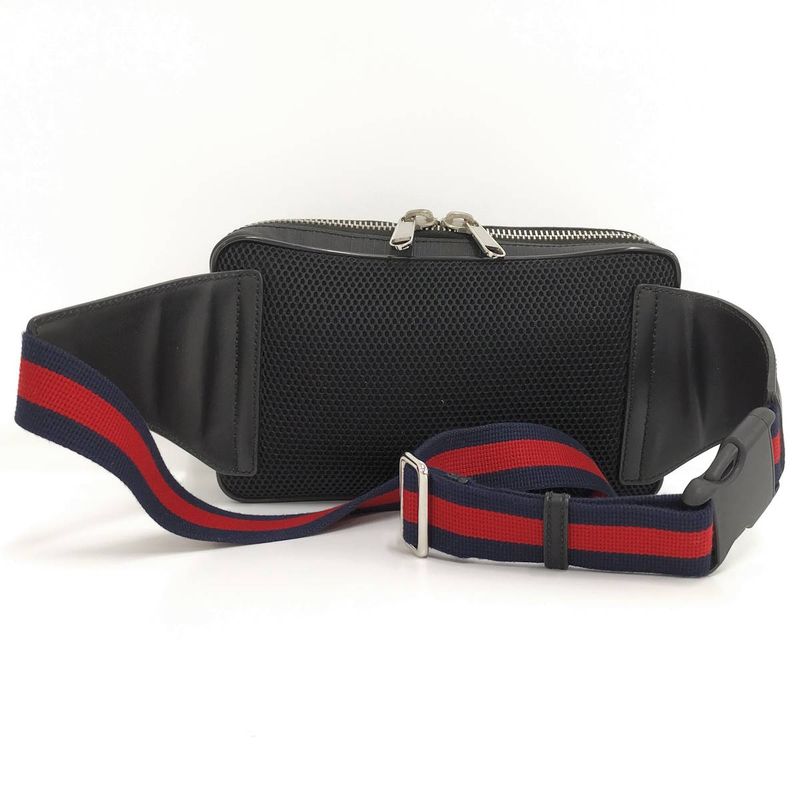 Gucci Belt Bag Waist Bag GG Supreme PVC Leather Black 474293