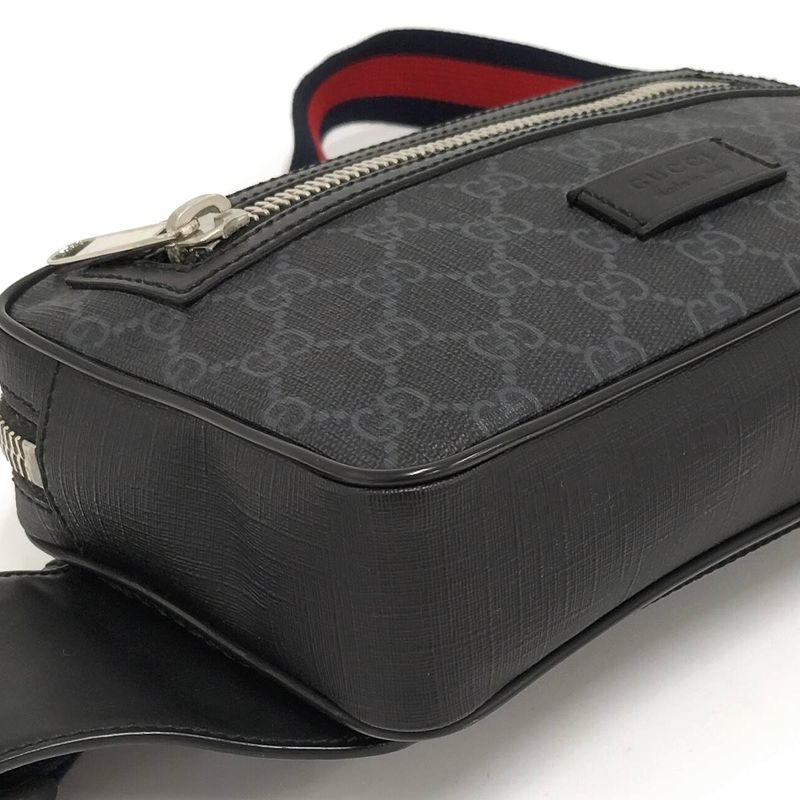 Gucci Belt Bag Waist Bag GG Supreme PVC Leather Black 474293