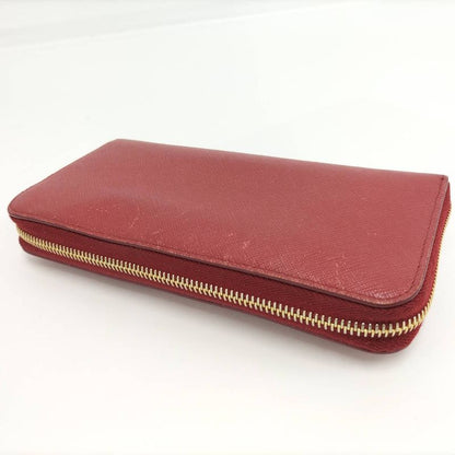 Prada Round Zipper Long Wallet Saffiano Leather Red 1ml506